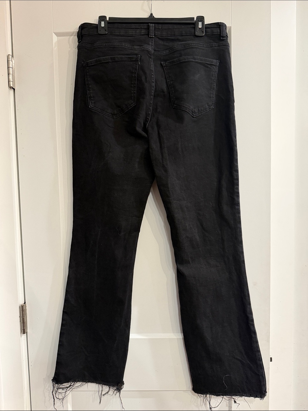 MNG Black Wide-Leg Frayed-Hem Jeans Spilt bottom - Picture 4 of 4